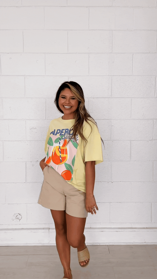 Aperol Spritz On Yellow Relaxed Fit Tee