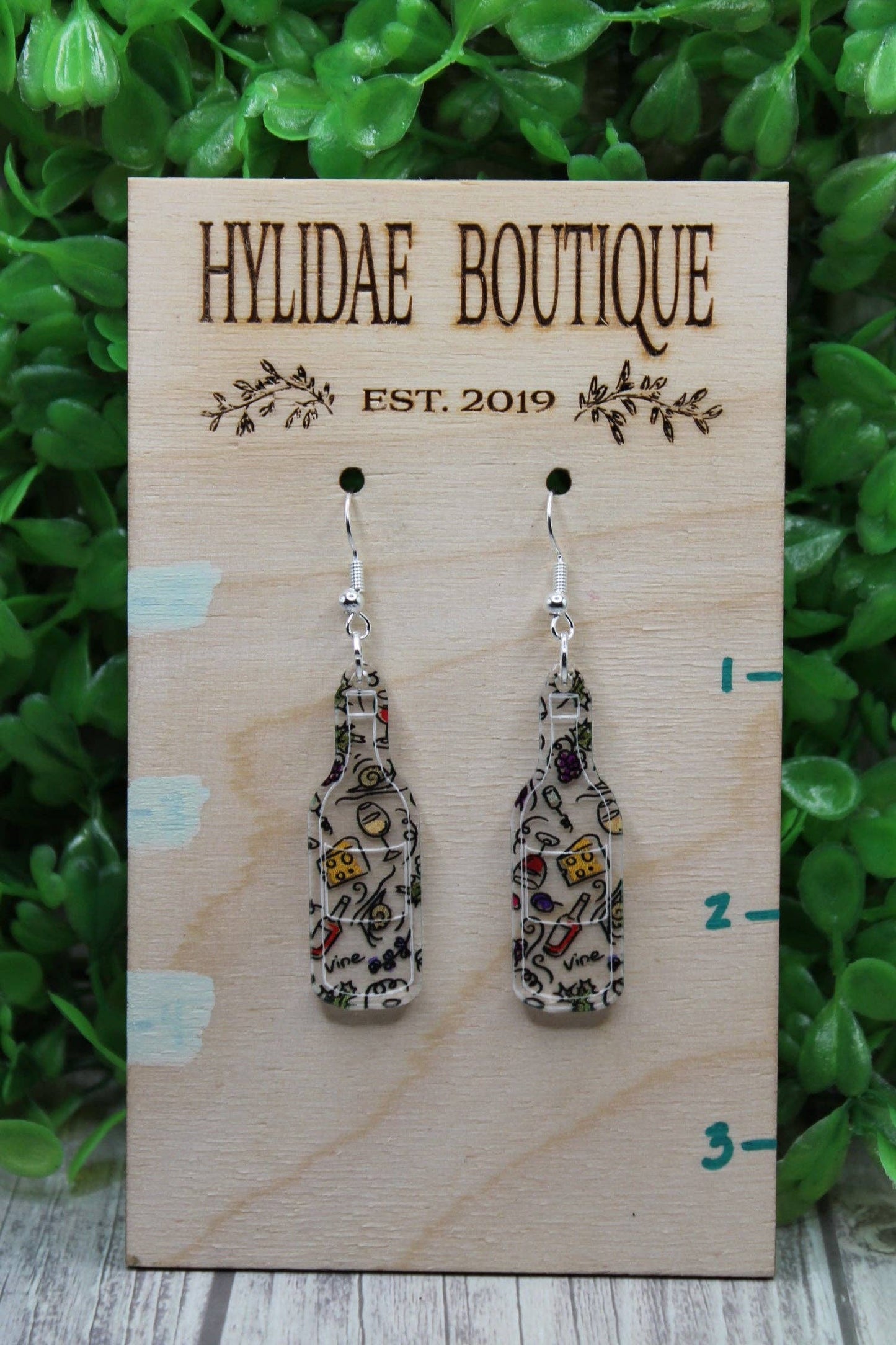Wine & Grapes Bottle Dangle Earrings