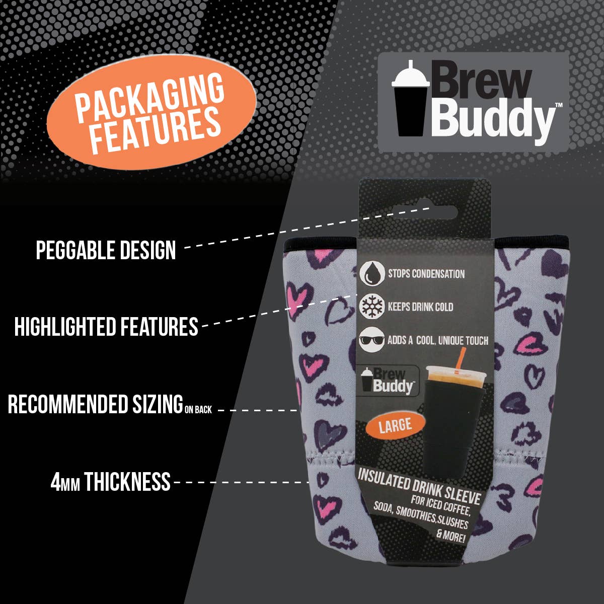 Best Seller! Brew Buddy Insulated Iced Coffee Sleeve - Paws