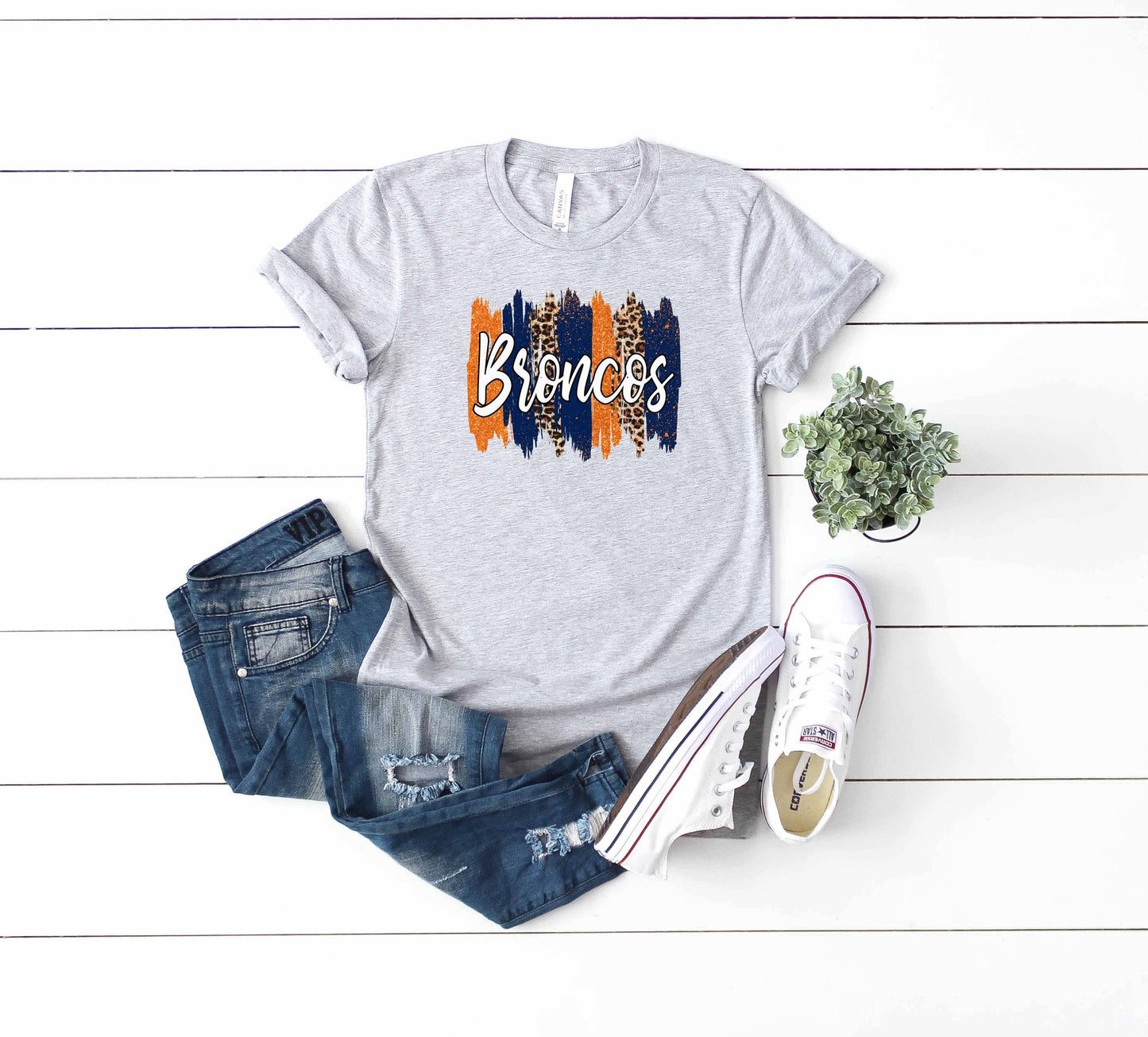 Broncos Brush Stroke Screen Print