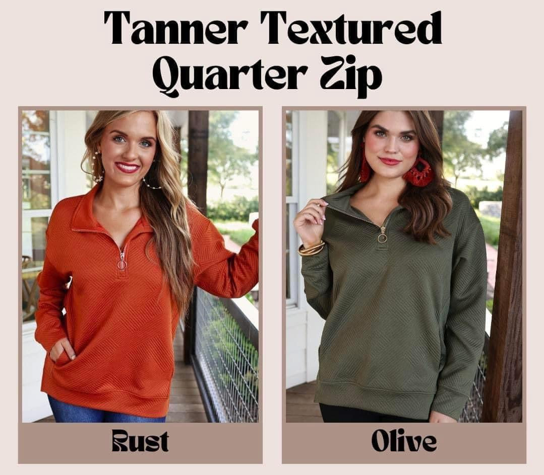 Tanner Textured Quartered Zip Top