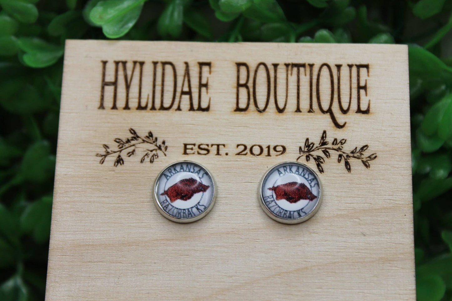 Arkansas Razorbacks Glass Stud Earrings