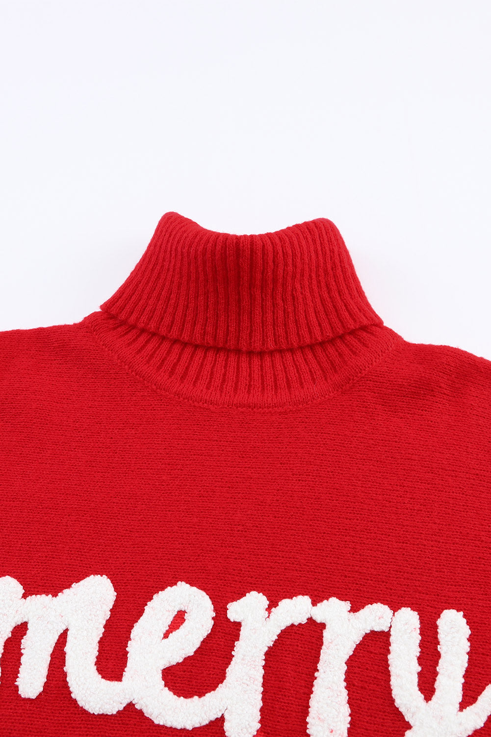 Racing Red Love Letter Print Turtleneck Batwing Sleeve Sweater