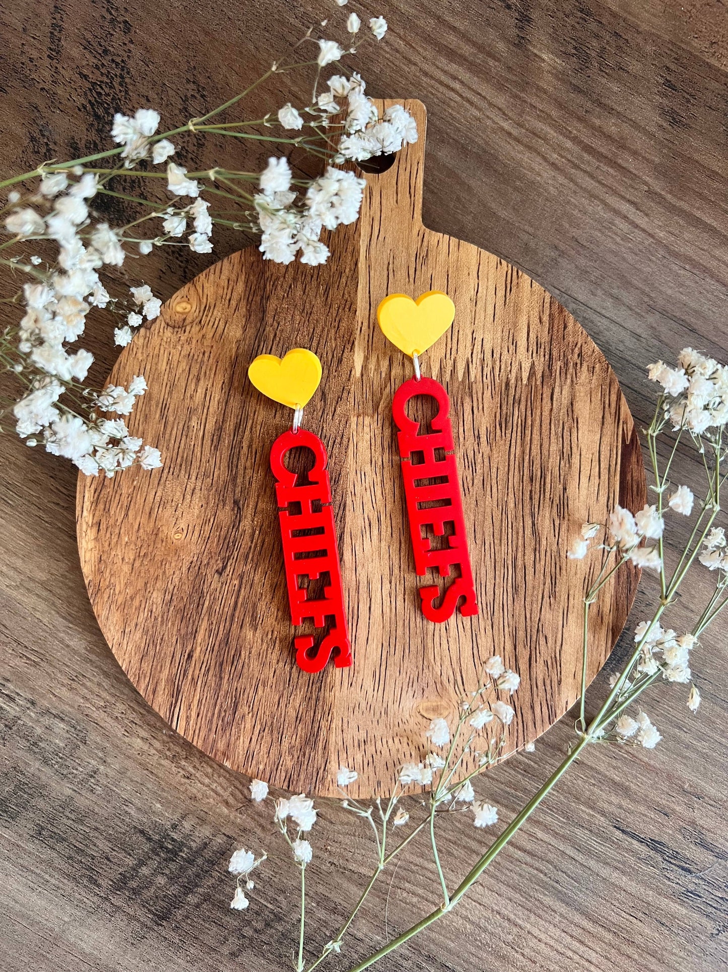 KC Chiefs Earrings, Custom Team Color Earrings, Game Day