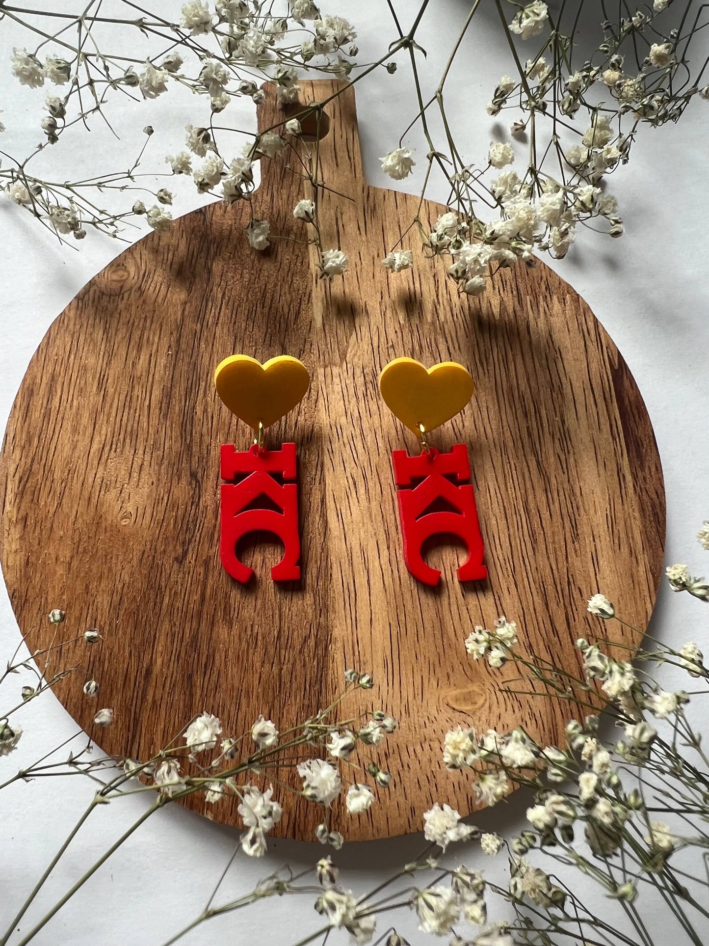 KC Letter Earrings, Kansas City Earrings, Chiefs Earrings