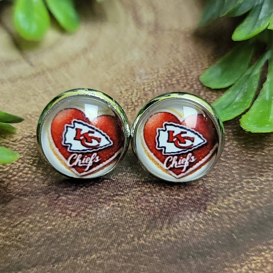 Kansas City Chiefs ❤️ Heart Glass Stud Earrings