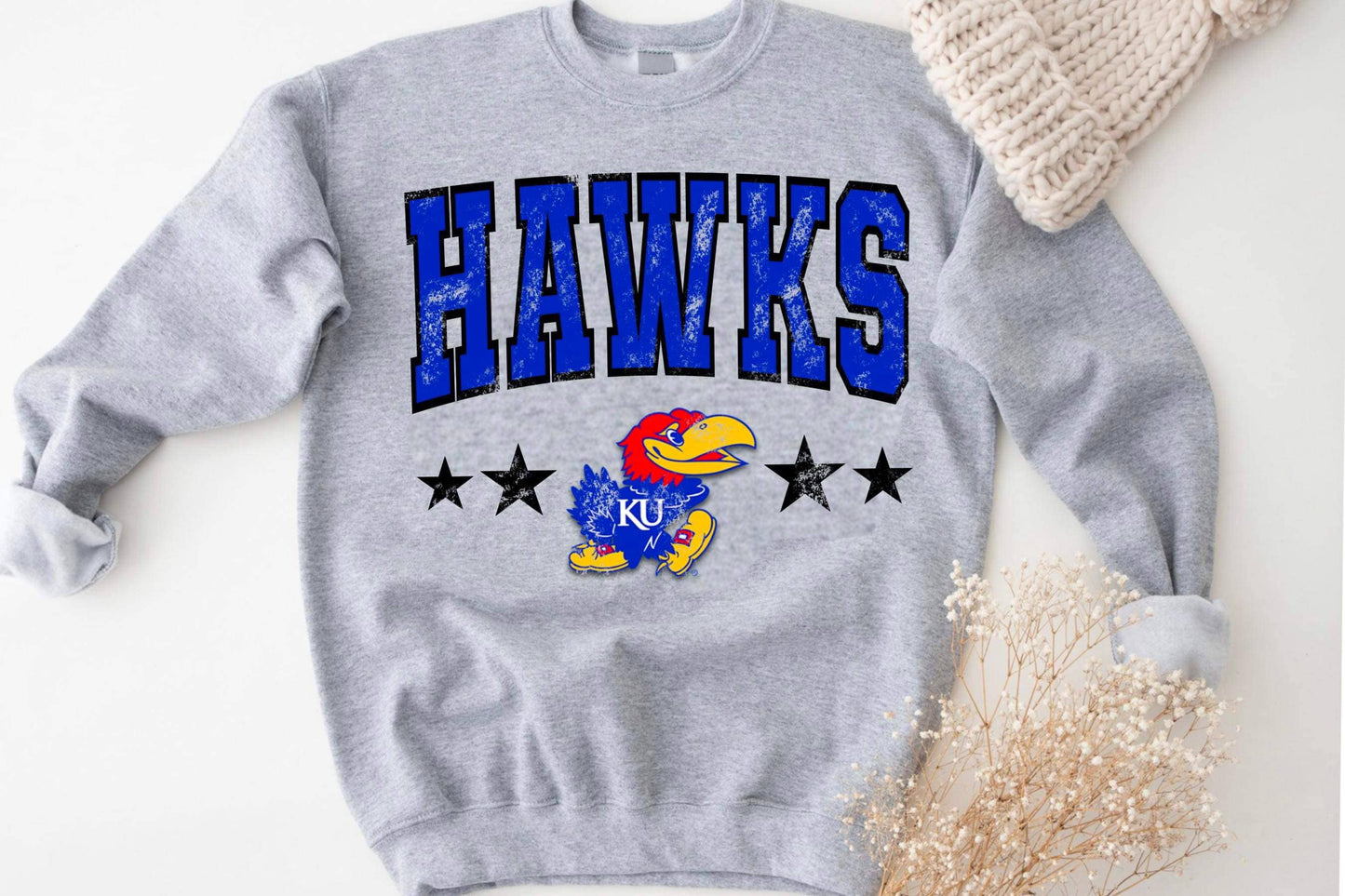 KU distressed Crewneck.