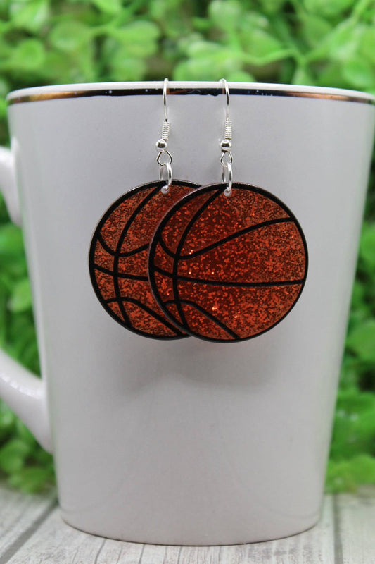 Basketball Glitter • Dangle Earrings