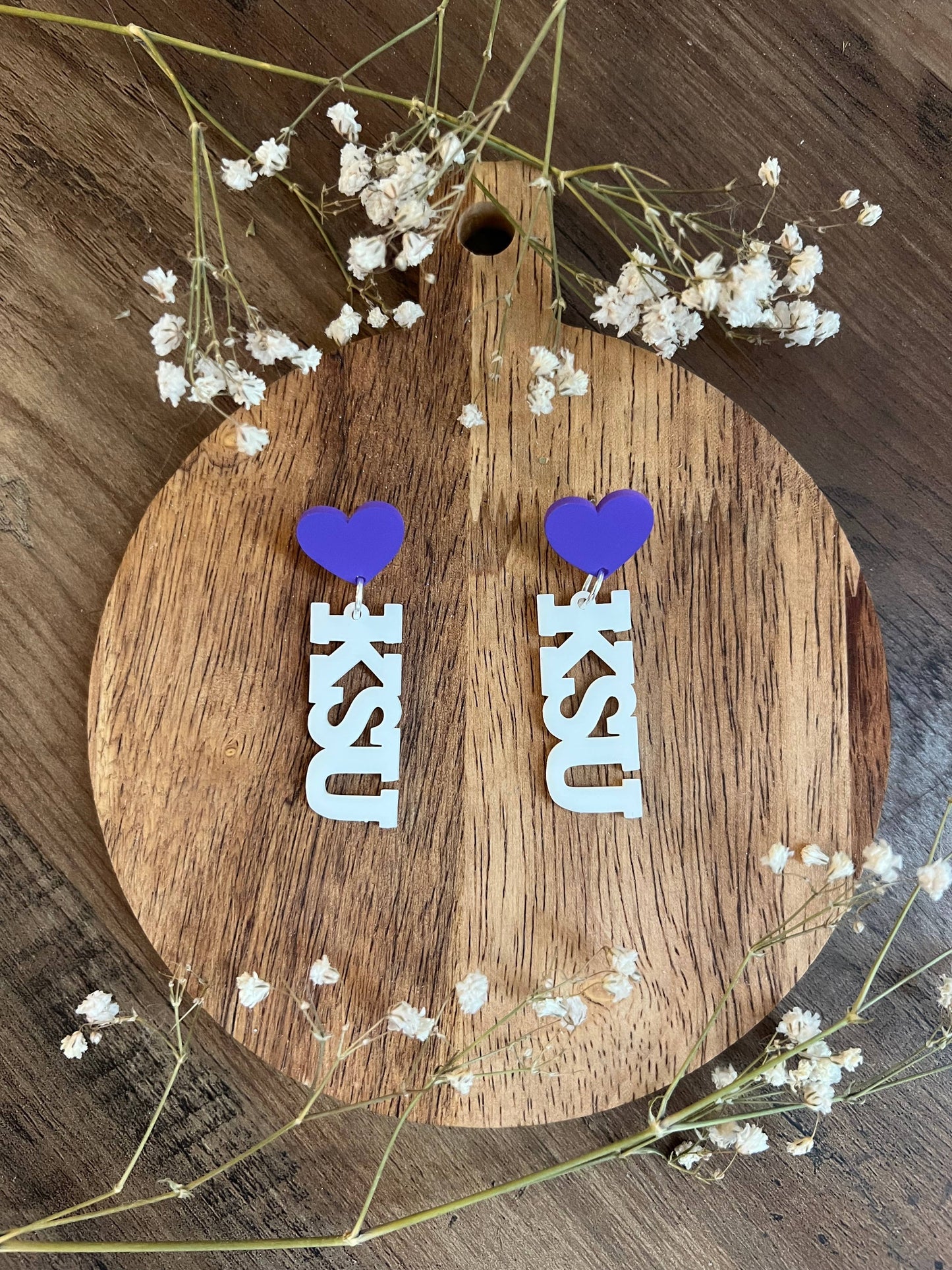 KSU Earrings, Kansas State Earrings, Team Earrings