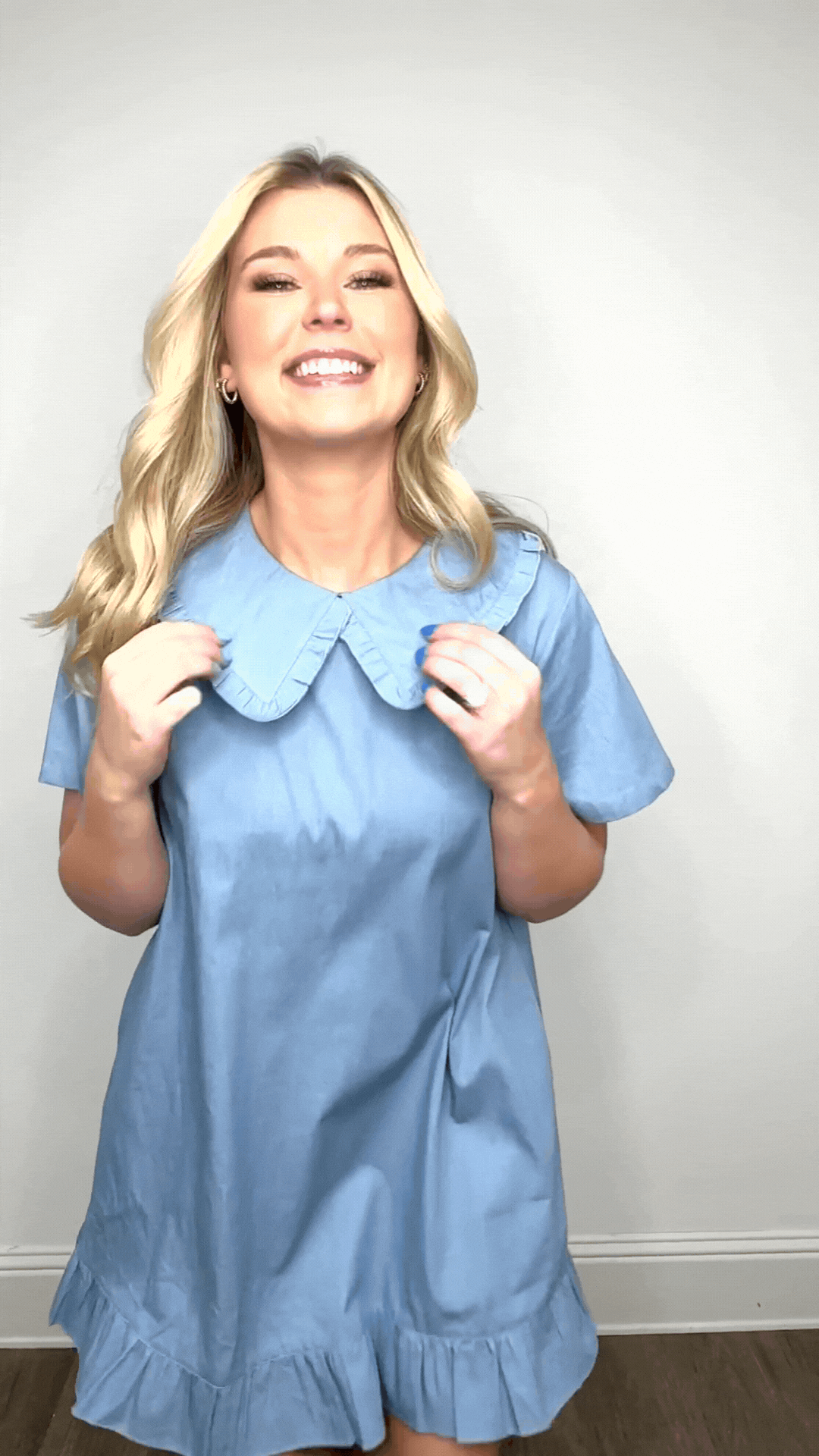 Chambray Dress with Wide Collar