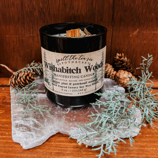Wishabitch Woods Candle | Pine Patchouli Wood Wick Soy Candle