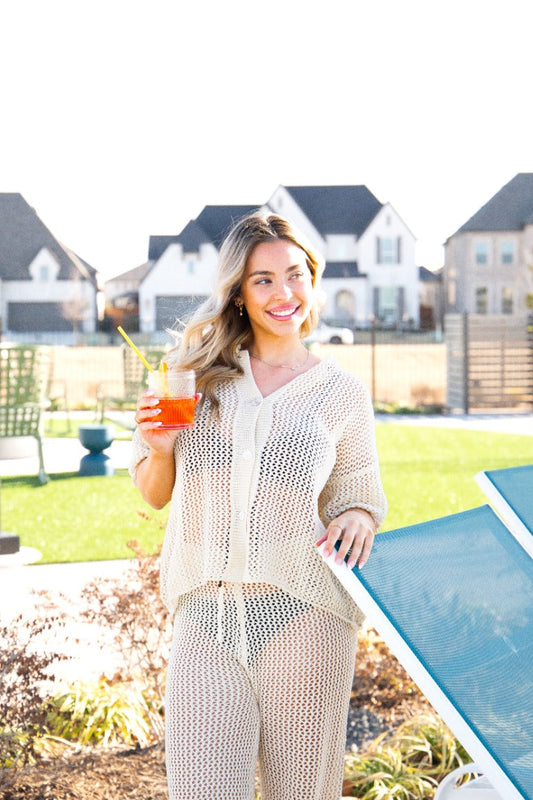 Cover-Up Crochet Shirt, Cream