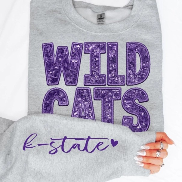 Kansas State Wildcats Faux Sequins Crewneck