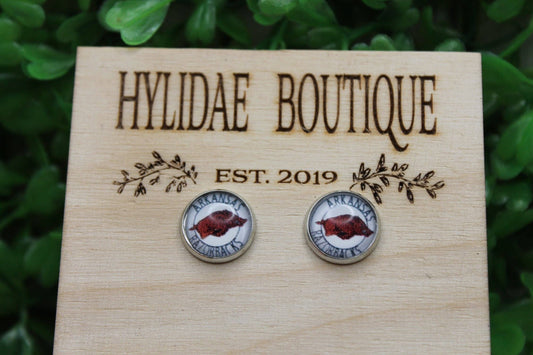 Arkansas Razorbacks Glass Stud Earrings