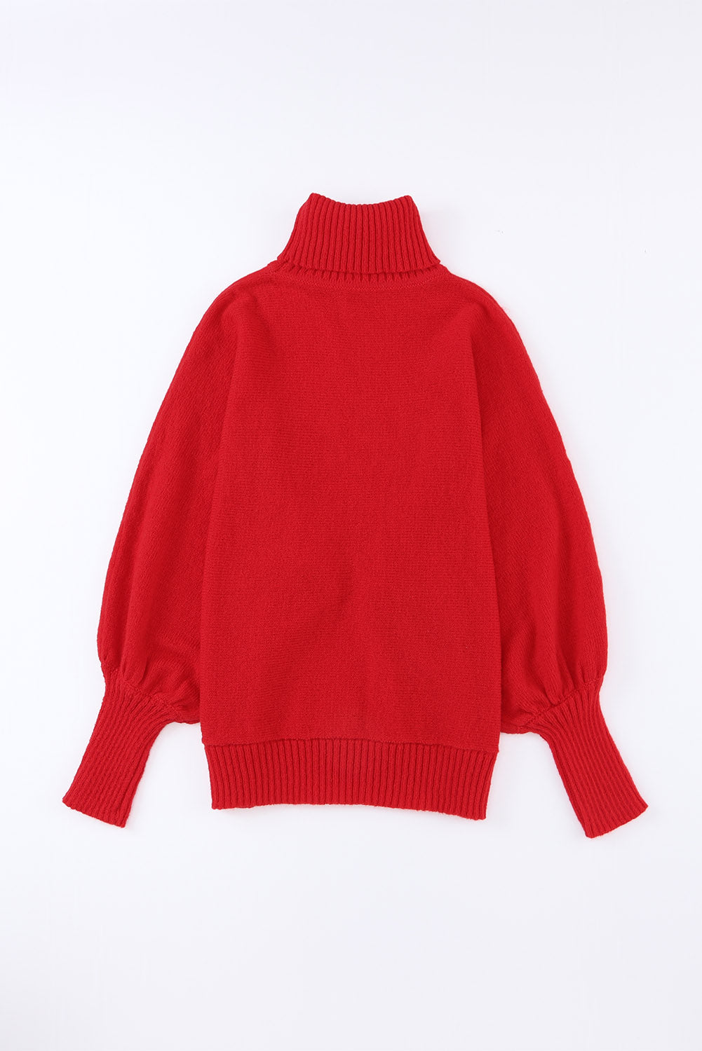 Racing Red Love Letter Print Turtleneck Batwing Sleeve Sweater