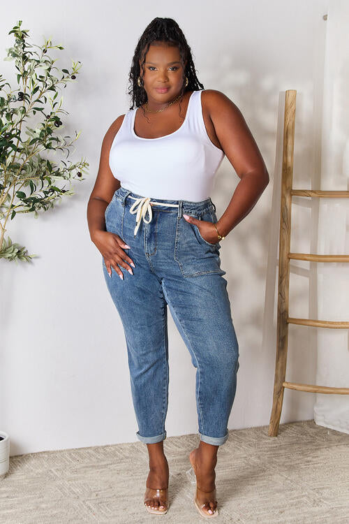 Judy Blue Full Size High Waist Drawstring Denim Jeans